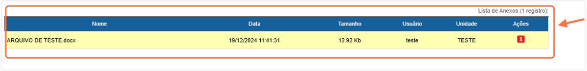 Confirmação da inclusão do documento