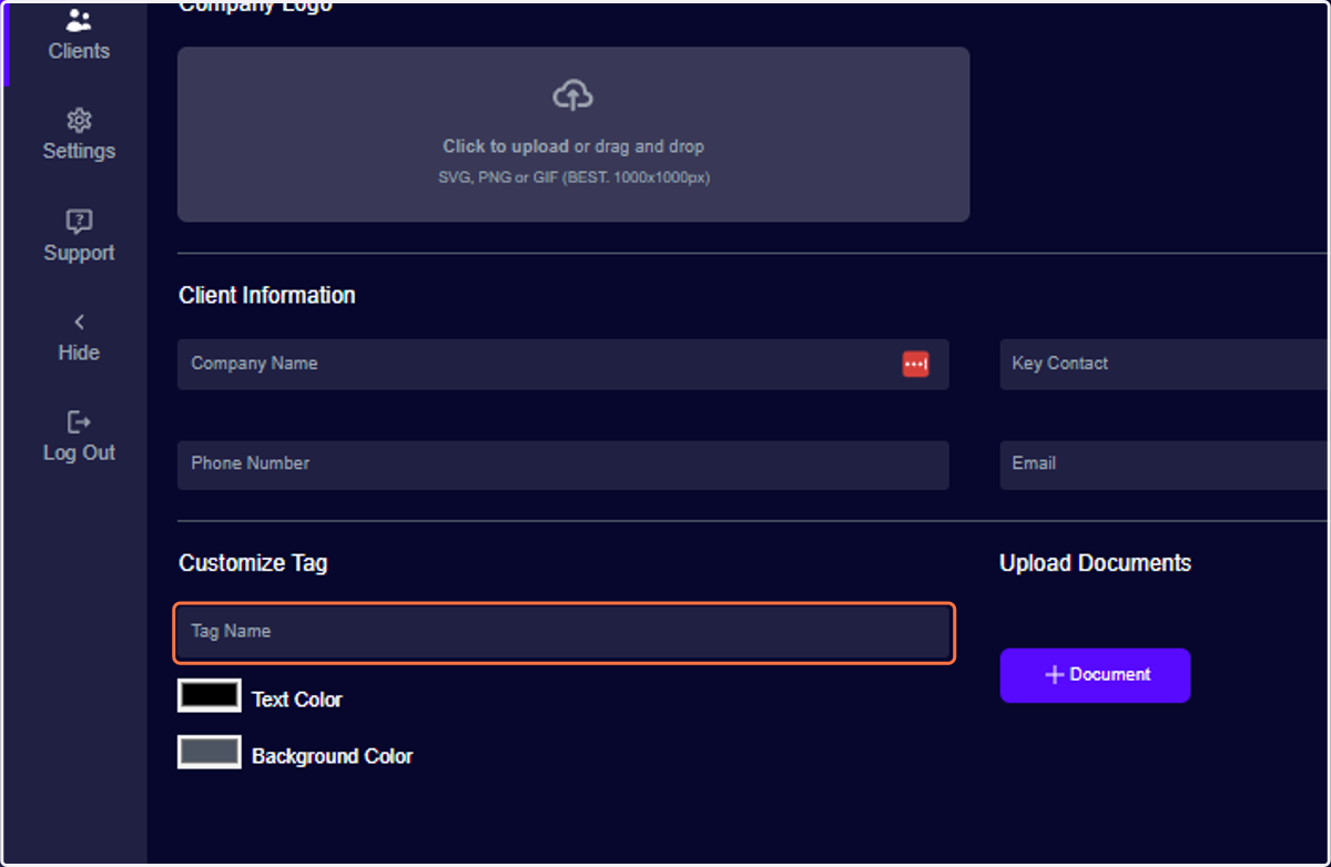 Click on Customize Tag
