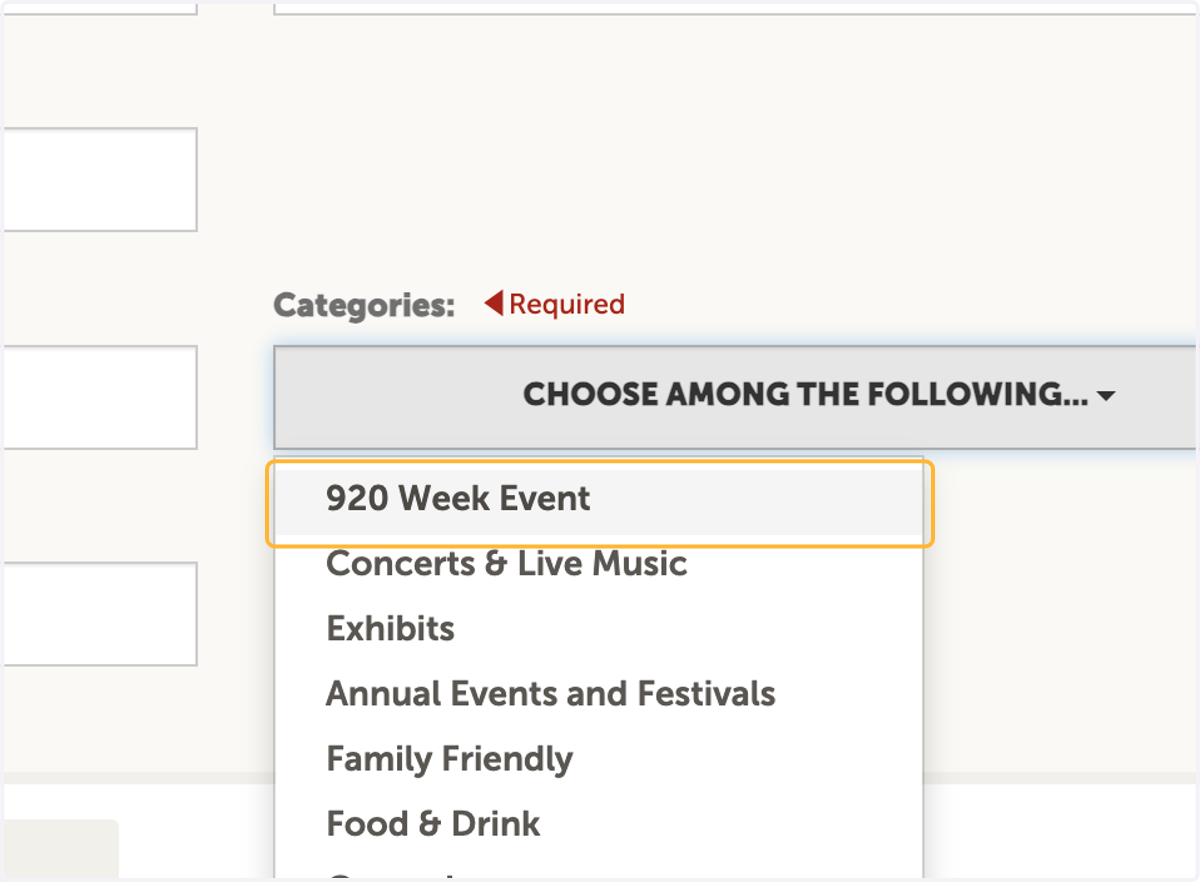 Select 920 Week Event from Drop Down