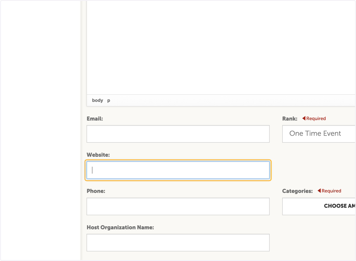 Enter event website