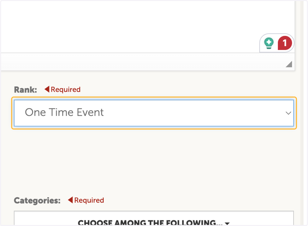 Select One Time Event from Rank