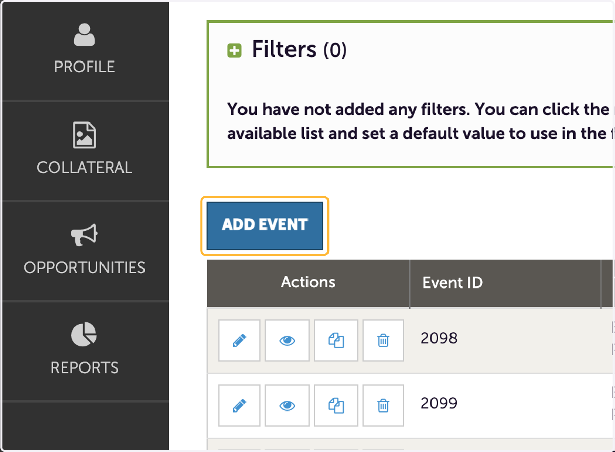 Click on Add Event
