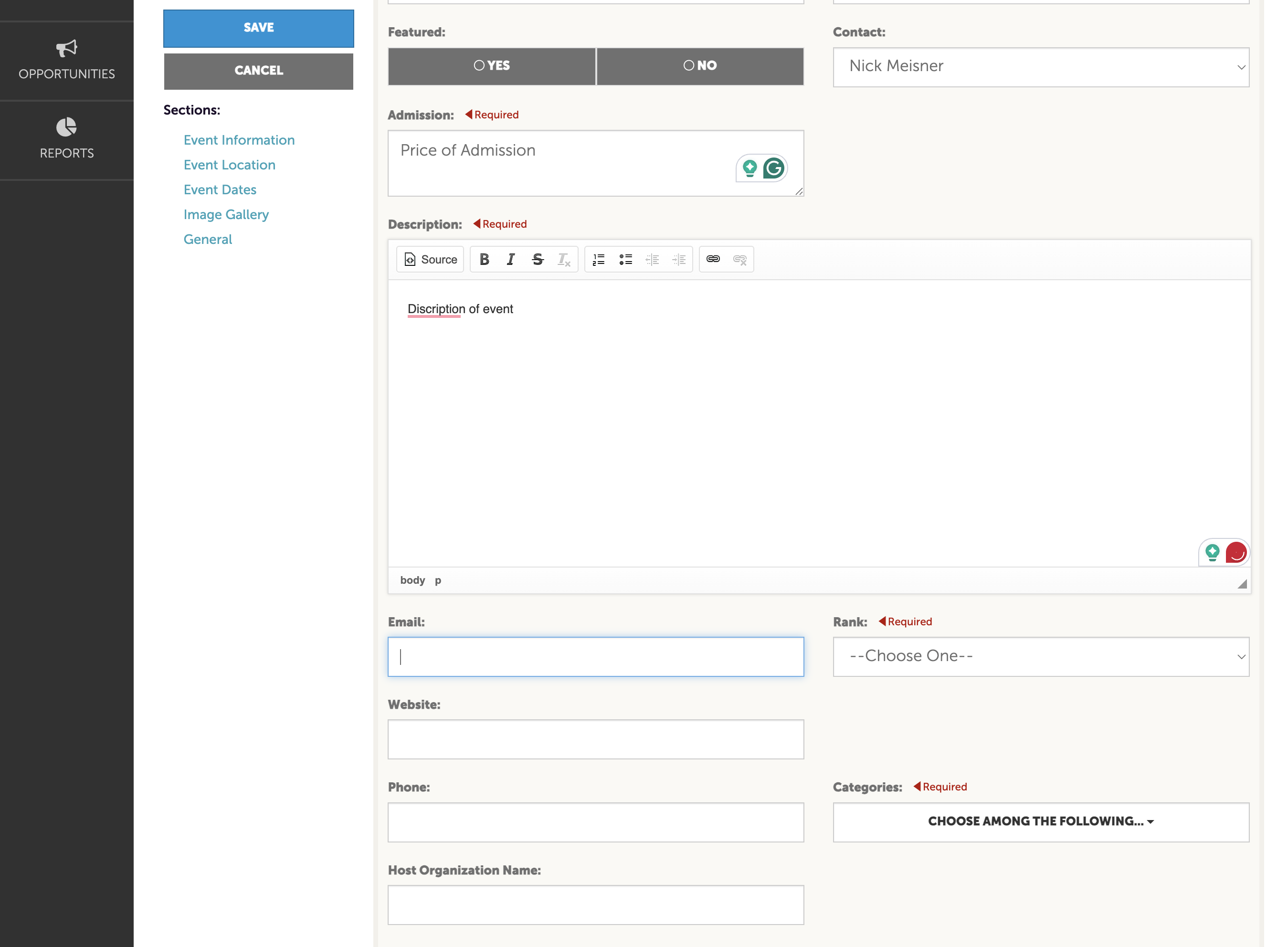 Enter public contact email