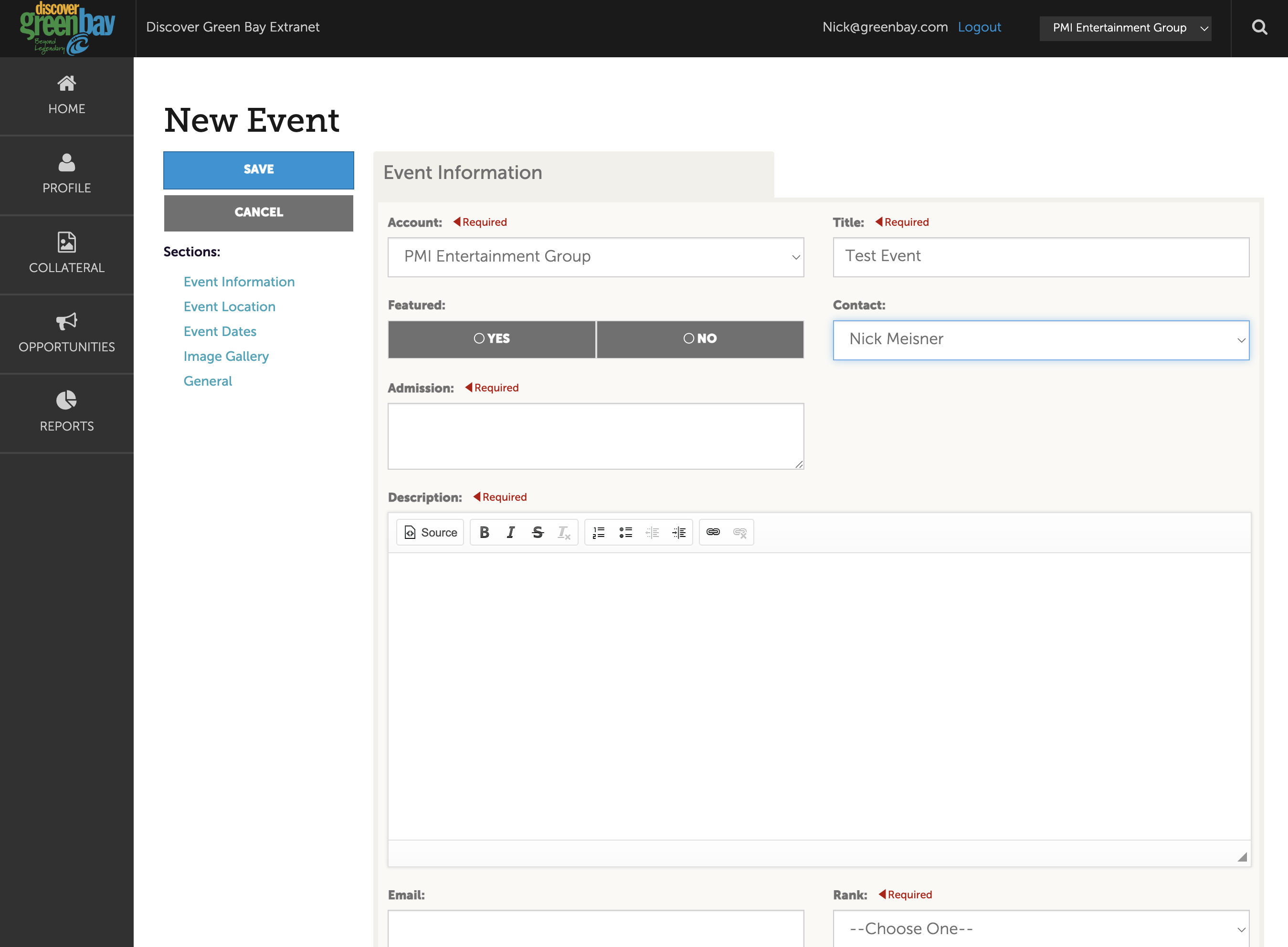 Select Event Contact