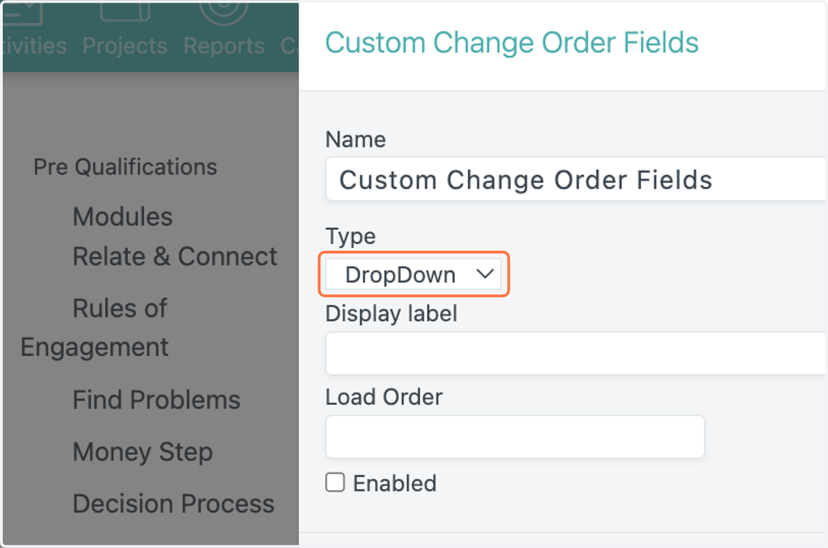 Select your custom field type