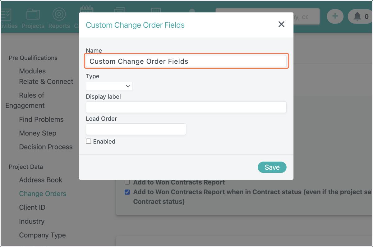 Type in a name for your custom field