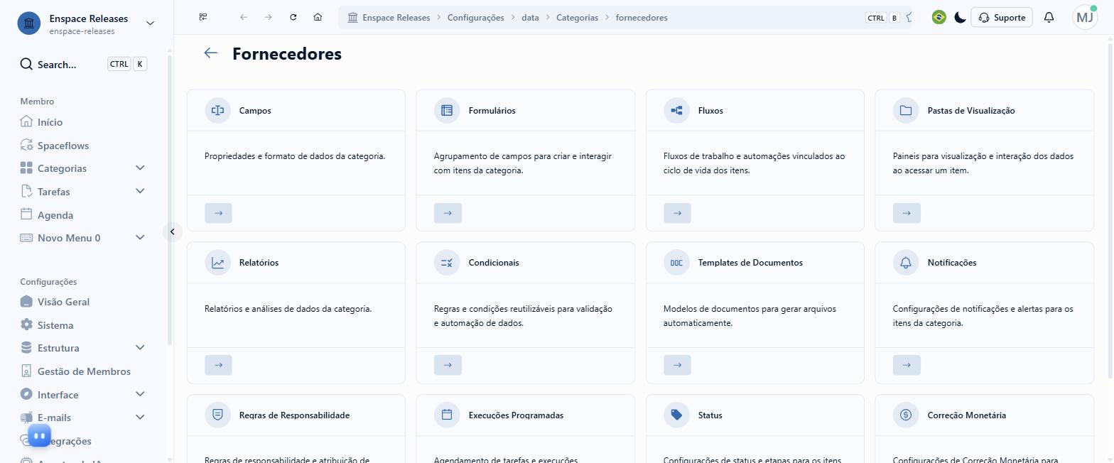 Abra Campos: é aqui que cada campo da categoria é configurado