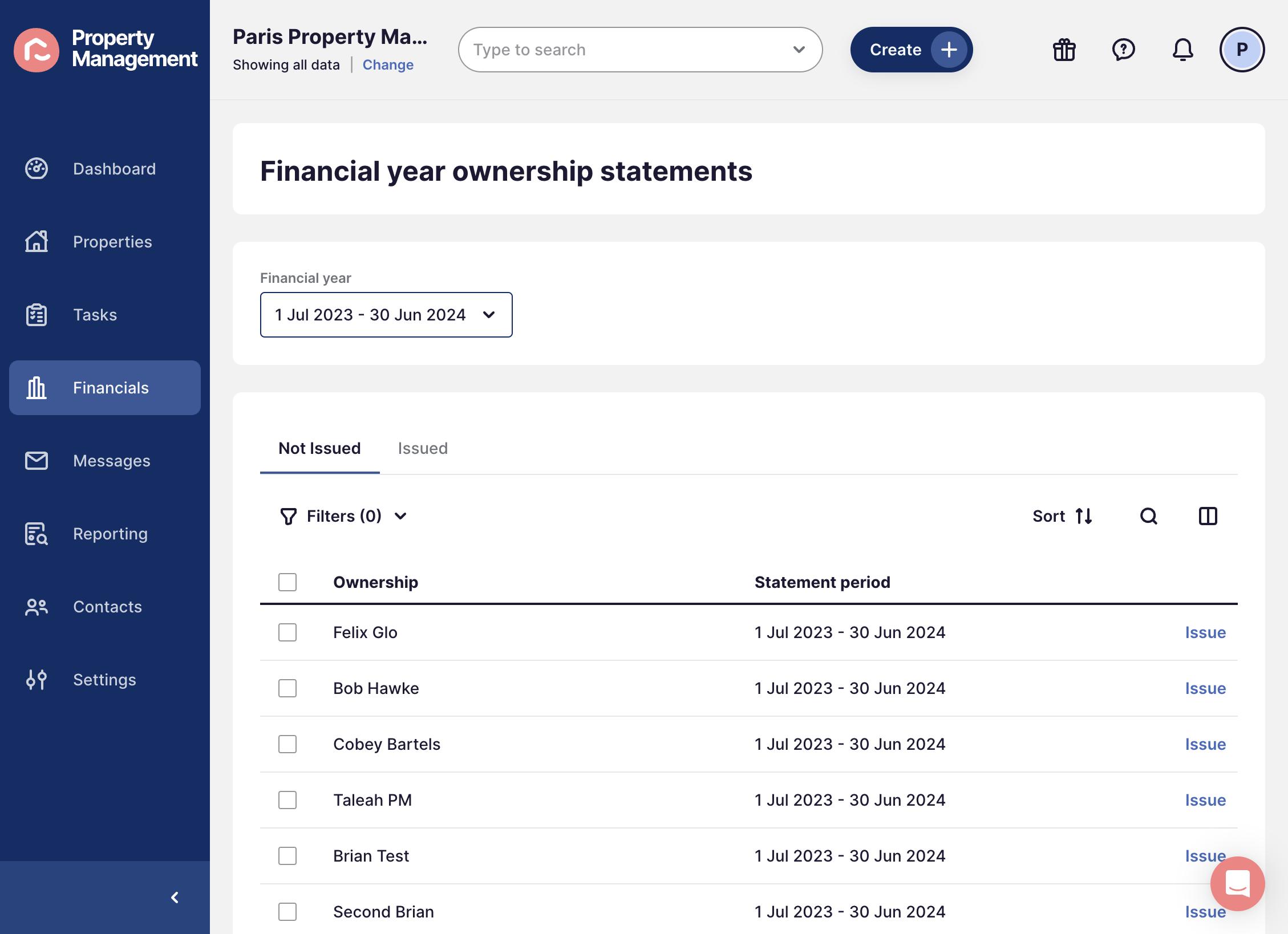You can change which Financial yea you would like to send using the toggle