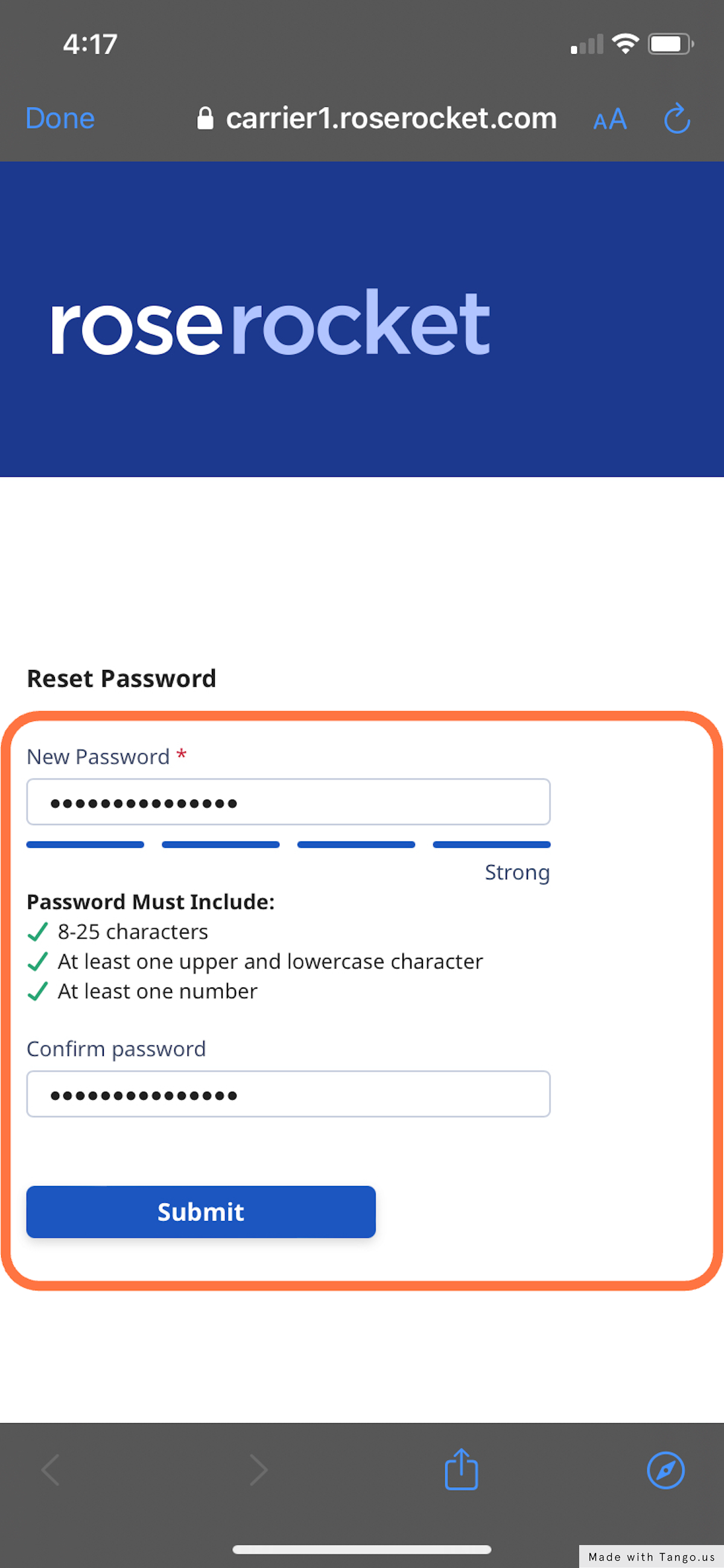 Create a new password.