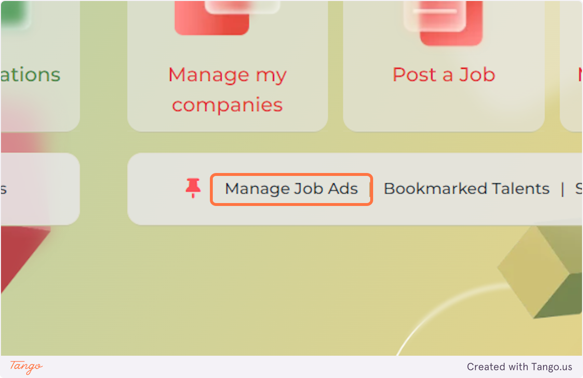 Click on Manage Job Ads at the bottom right of your screen.