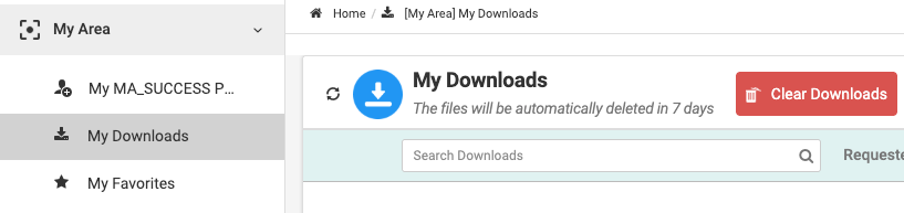 If you choose to do an export, your file will be in "My Area" > "My downloads"