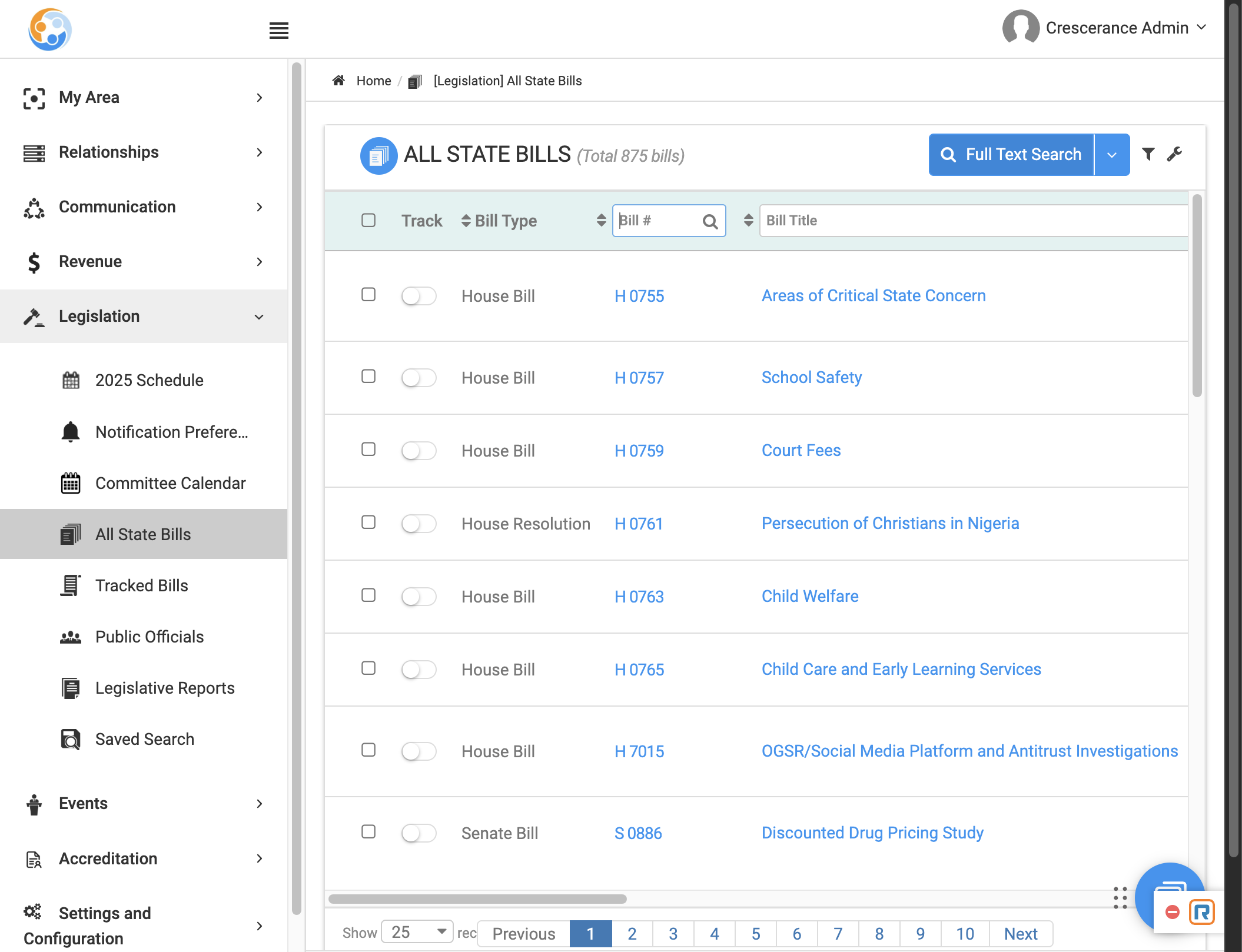 Search Full Text of Bills