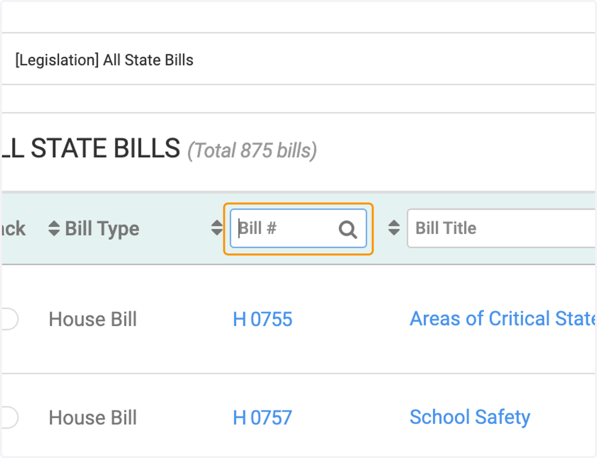 Search by Bill #