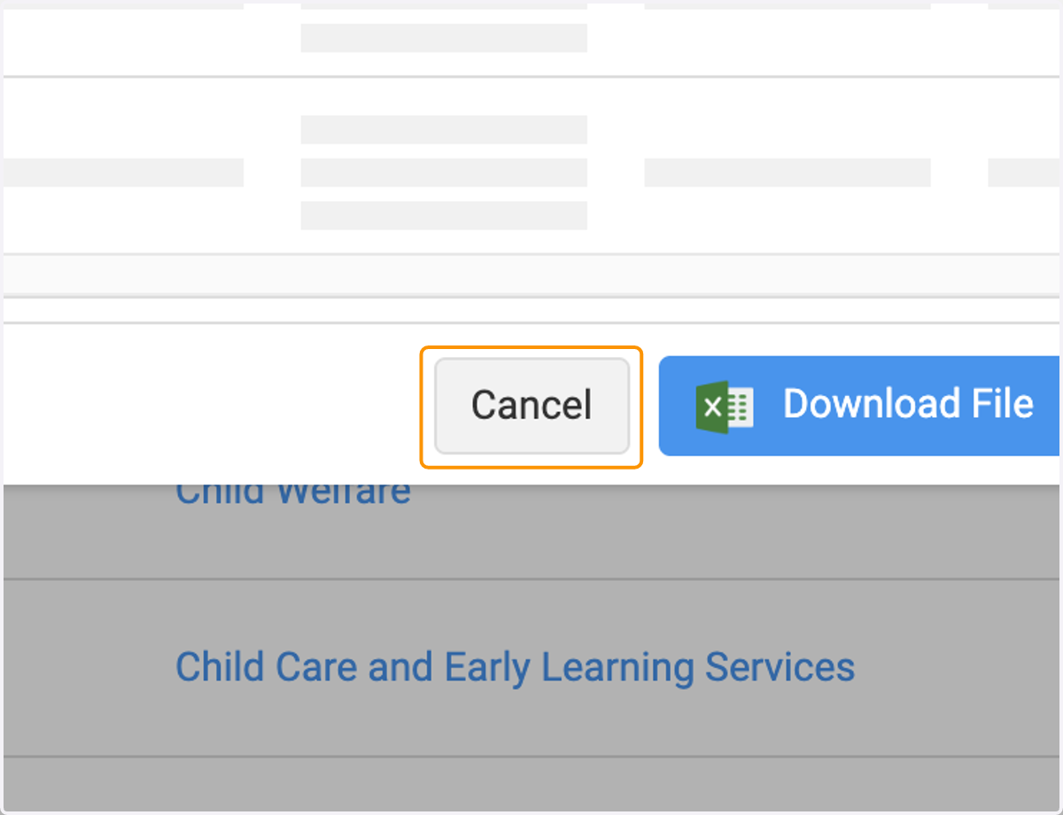 Click on 'Cancel' to abort the export