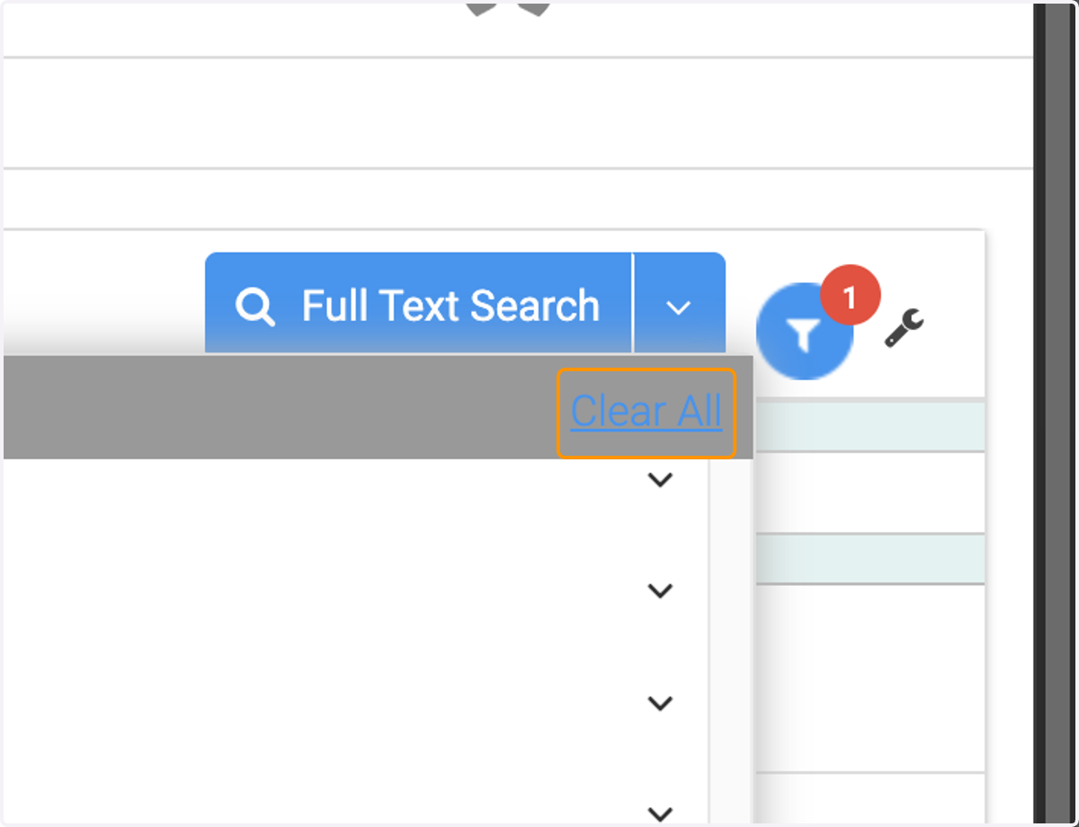 To clear all filters, click on "Clear All"