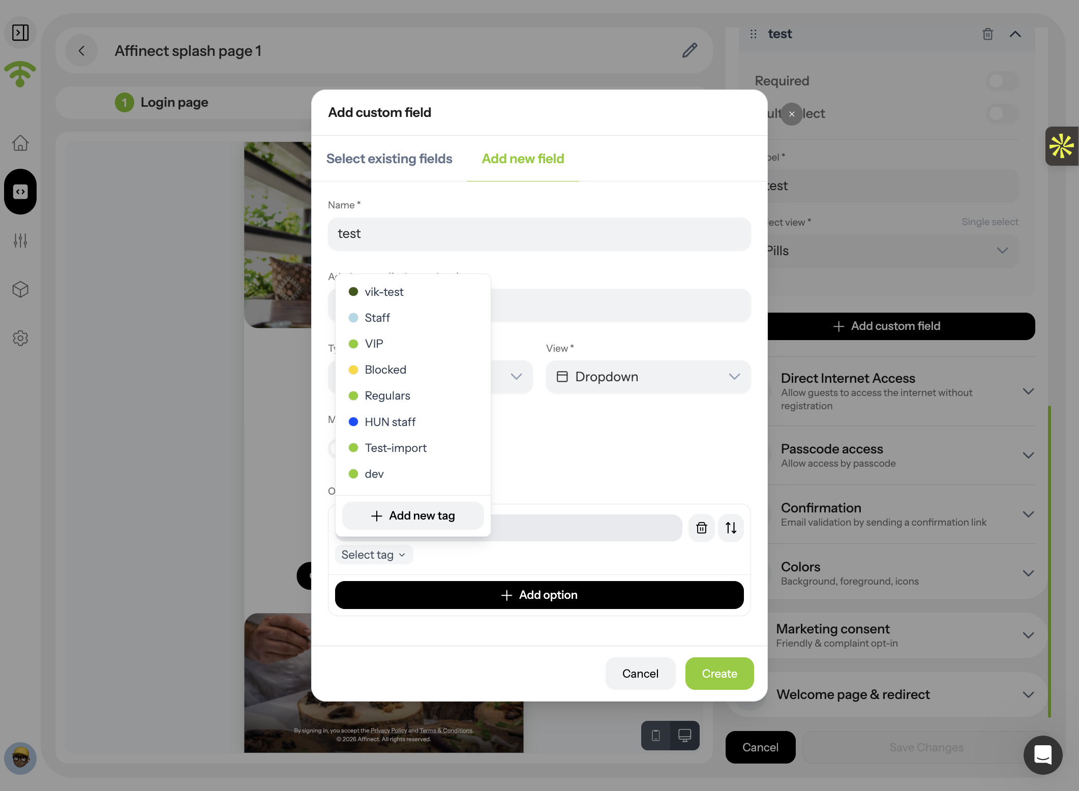 Select or Create Tags