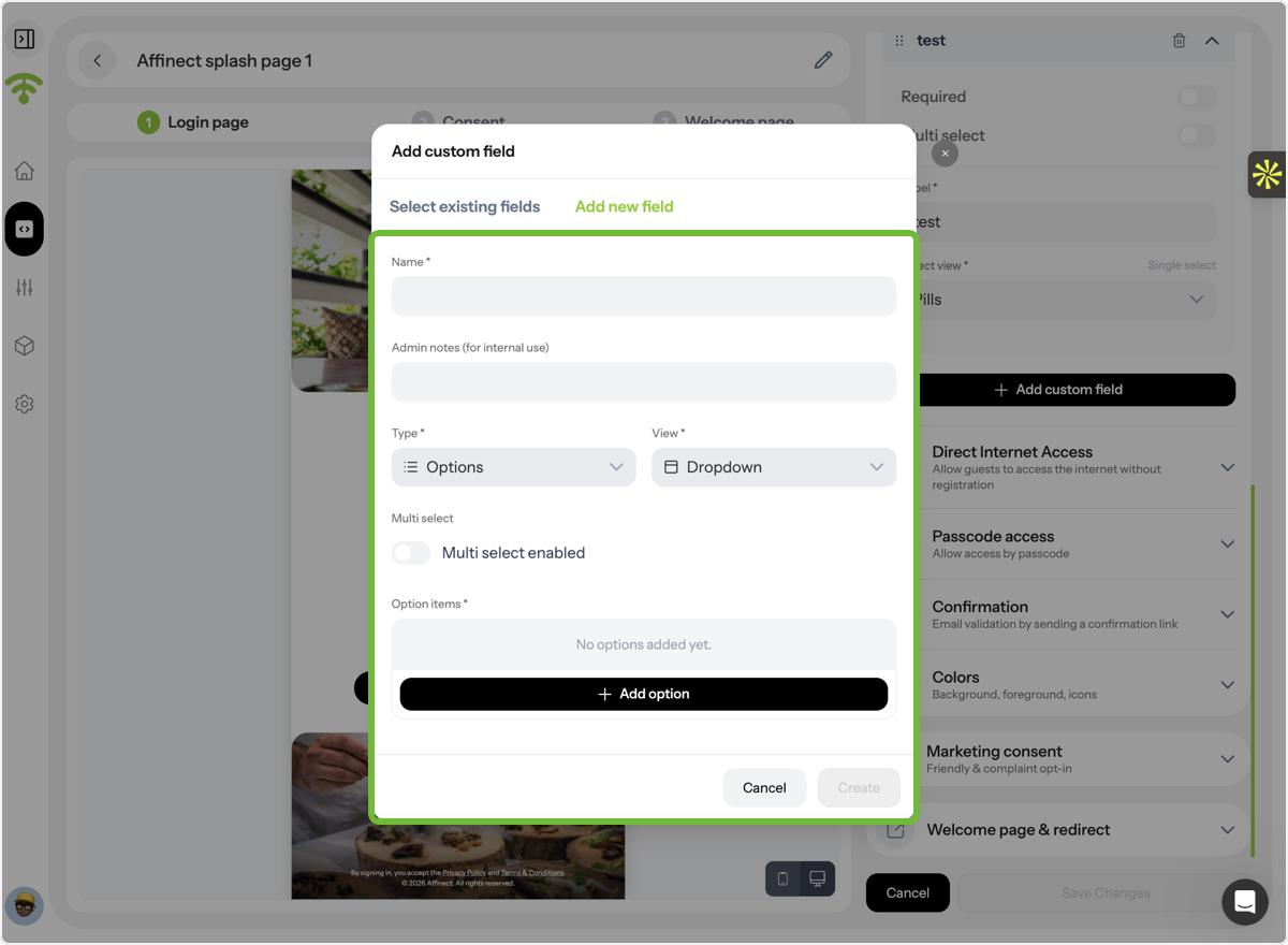 Add Field Inputs