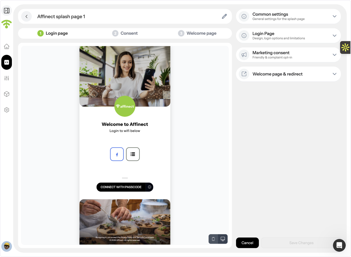 Access Splash Page Settings