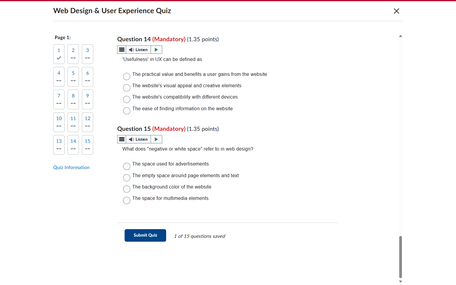 Click on Submit Quiz