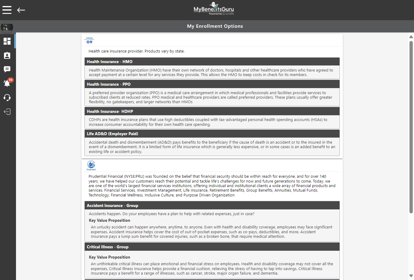 View Options within My Benefit Options.