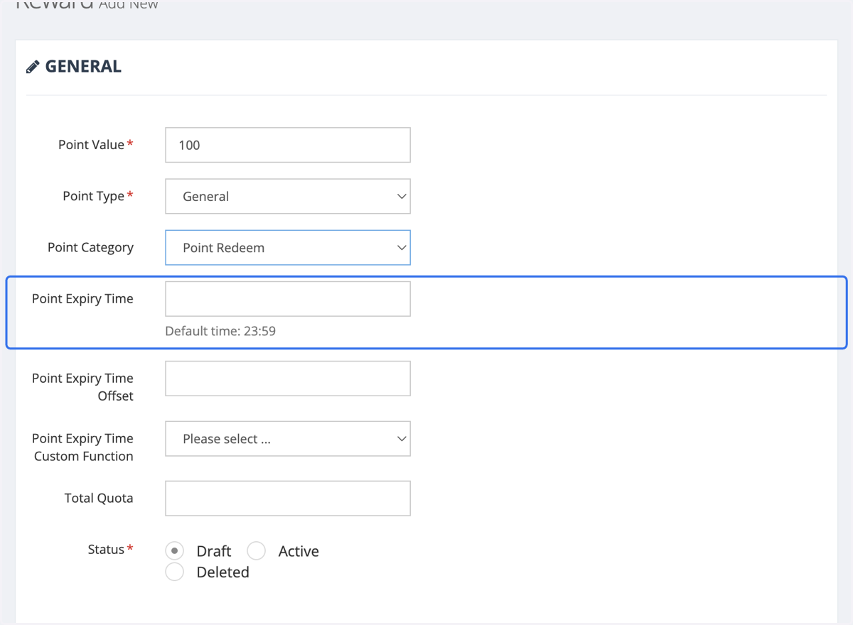 Select Point Expiry Time