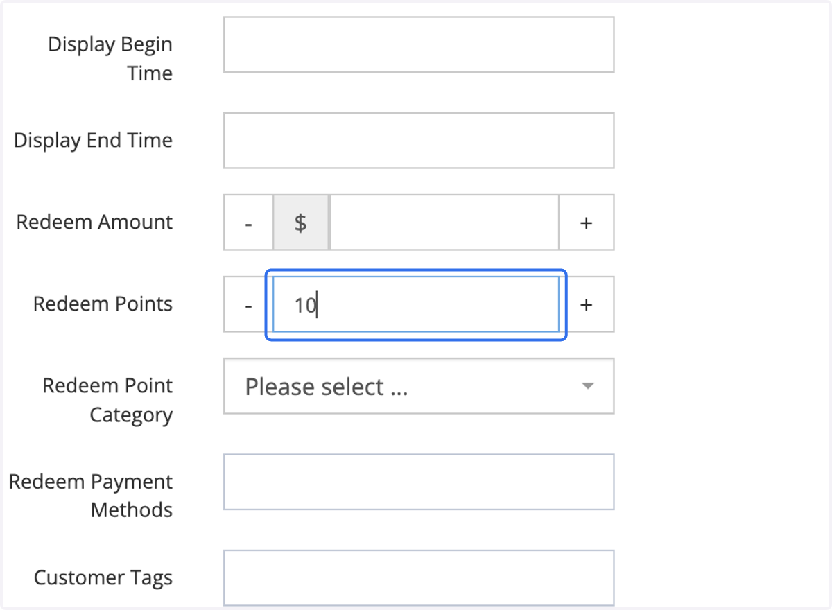 Enter the number of Redeem Points required for members to redeem this voucher.