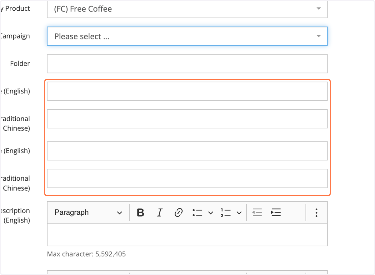 Type the voucher name to all three "Name" fields
