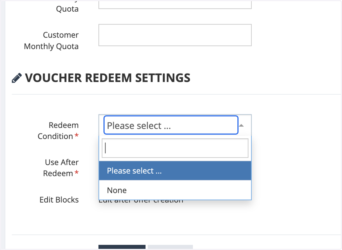 Select Redeem Condition.