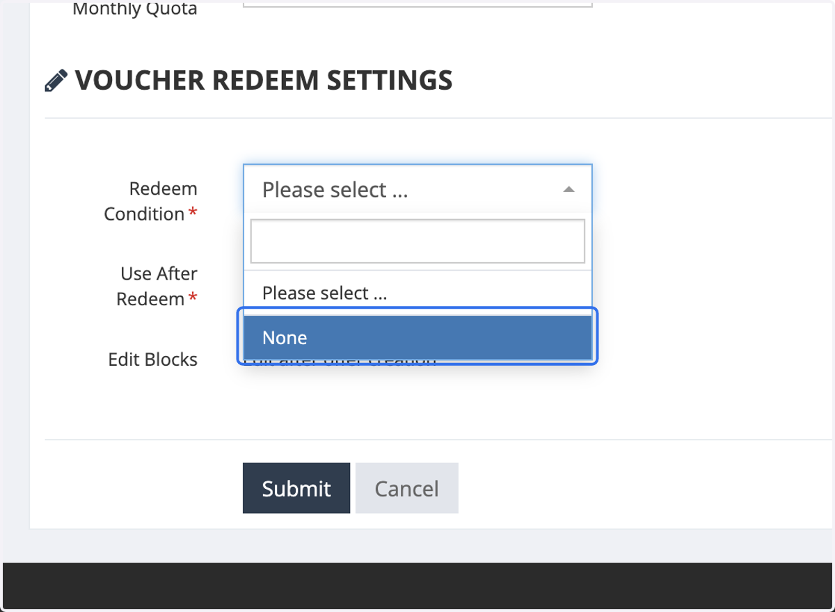 Click on None