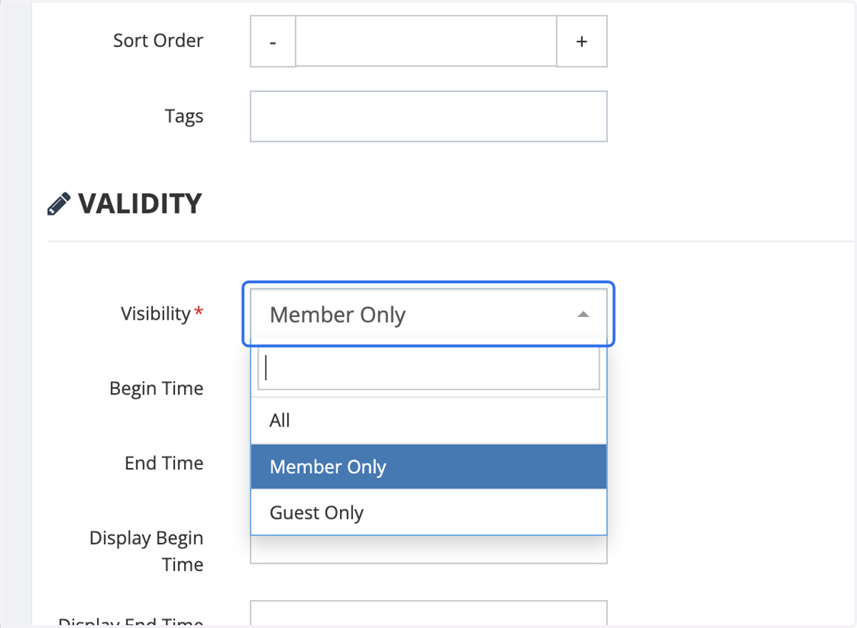 Click on Member Only for Visibility