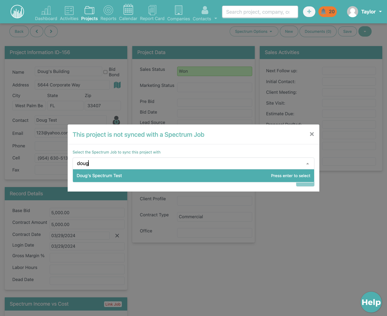 Click on desired field