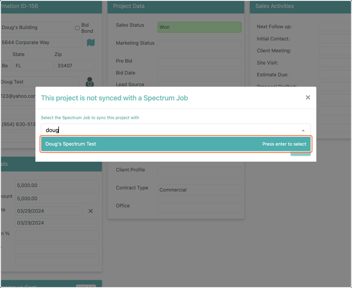Click on desired field