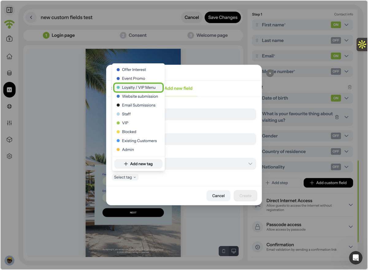 Assign Tags to Fields