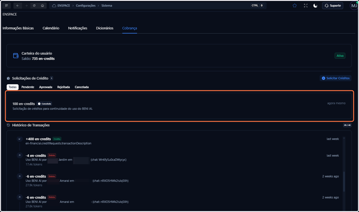 Sua solicitação aparecerá com status cancelado, sem perda de histórico