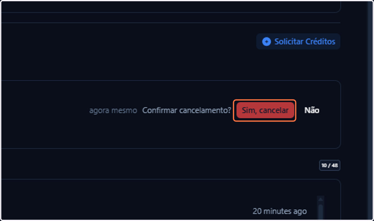 Confirme o cancelamento