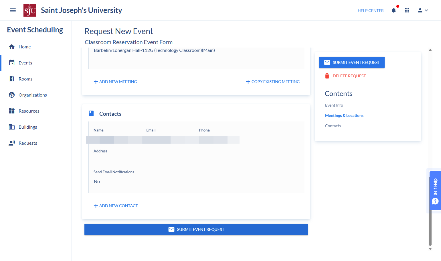Click on Submit Event Request