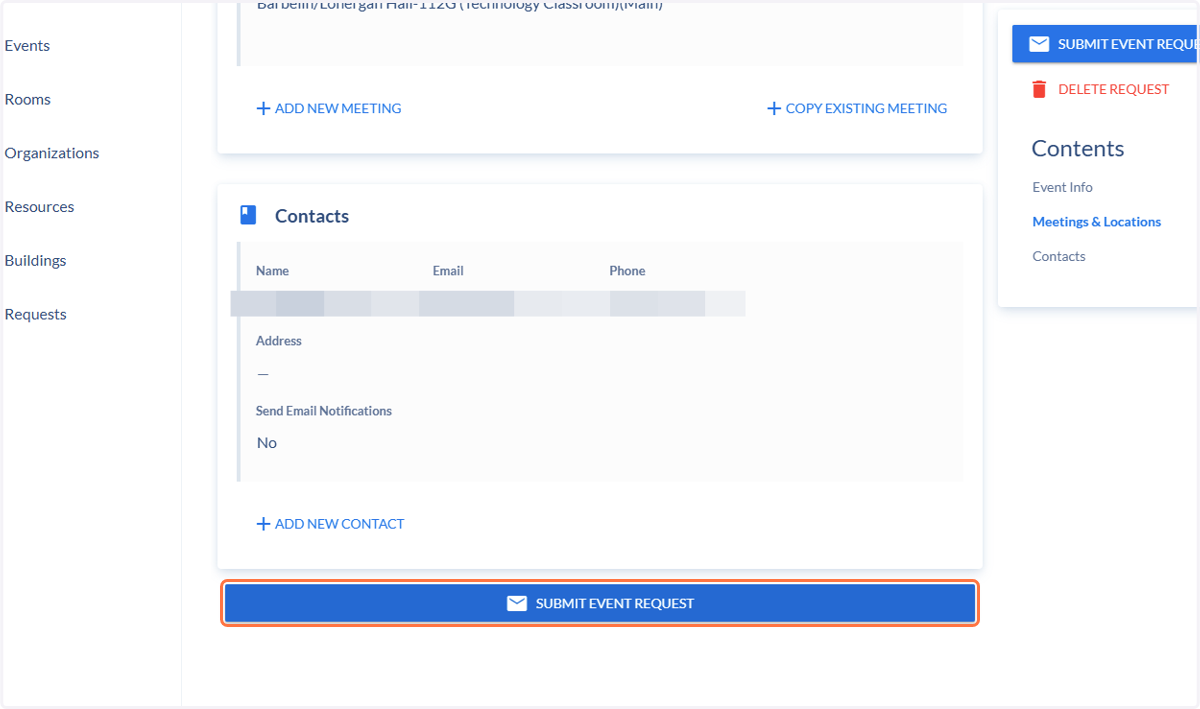 Click on Submit Event Request