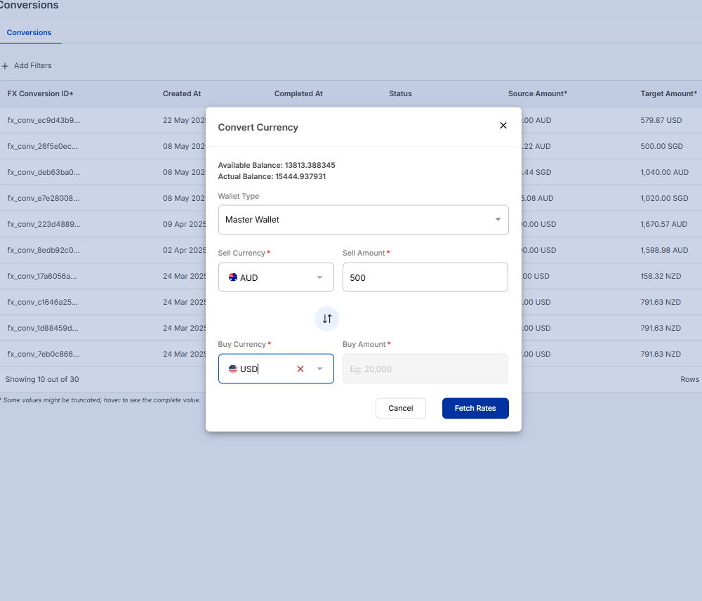 Fill in the details and click on Fetch Rates