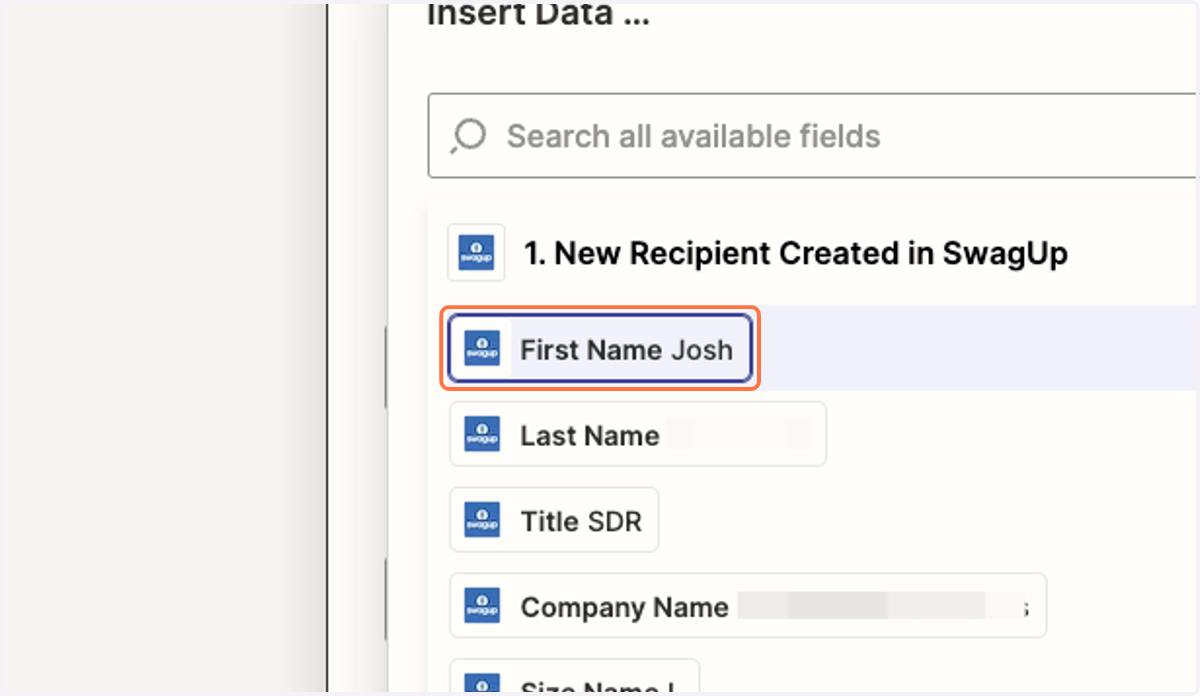 Add any contact feilds you'd like to show in the message.