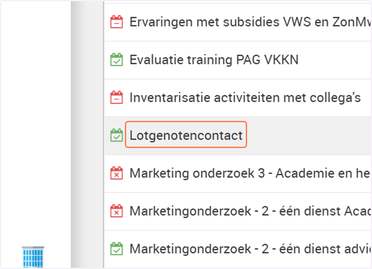 Dubbel klik op de naam van je aangemaakte vragenlijst. In dit voorbeeld is dat Lotgenotencontact.