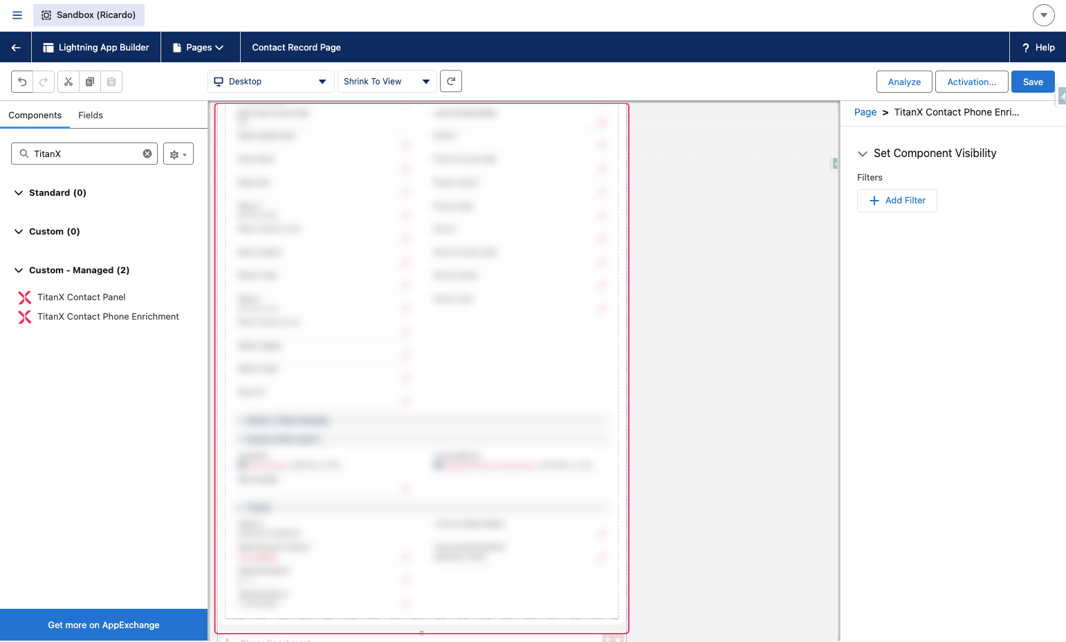 A. Search TitanX B. Drag TitanX Contact Phone Enrichment (We recommend to drag all the way at the bottom)