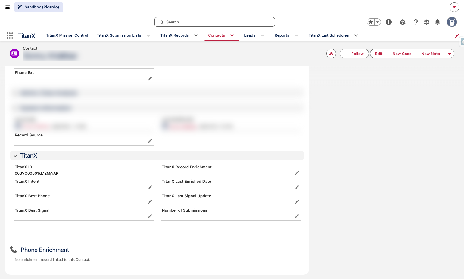 Navigate back to the Contact and confirm your setup looks similar to this. Note, the ordering of the fields or the sections are not important