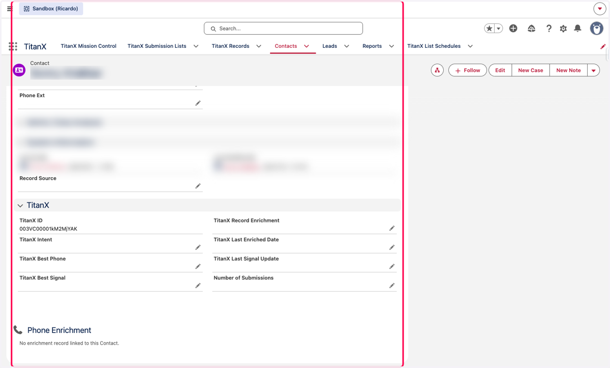 Navigate back to the Contact and confirm your setup looks similar to this. Note, the ordering of the fields or the sections are not important