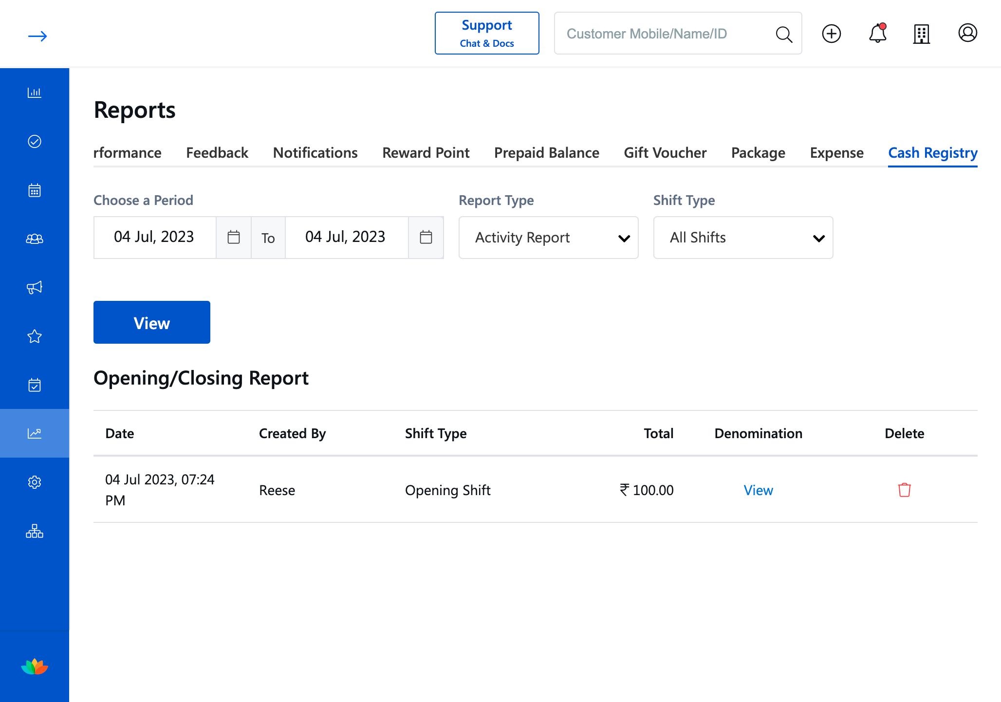 Choose the Report Type from the drop down menu. There are two report types Activity report and Summary by Day (daily summary) and select the Shift type to see the records.