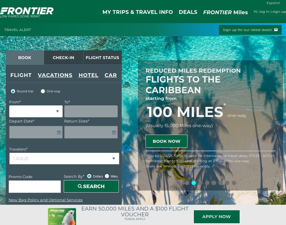 Click on Hi, log in | sign up