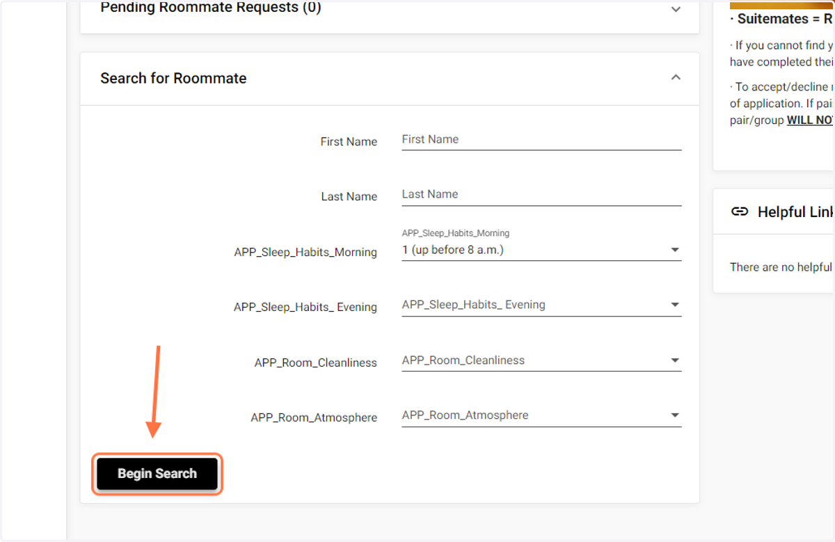 Click on Begin Search