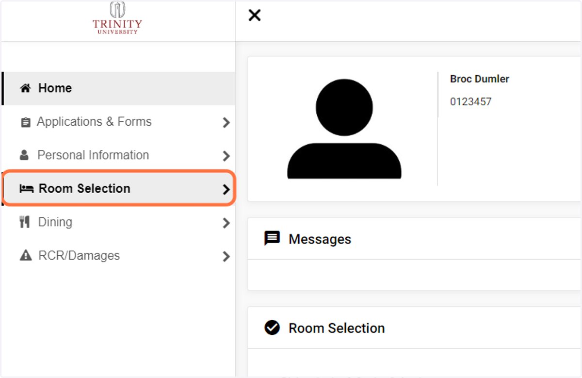 Click on Room Selection