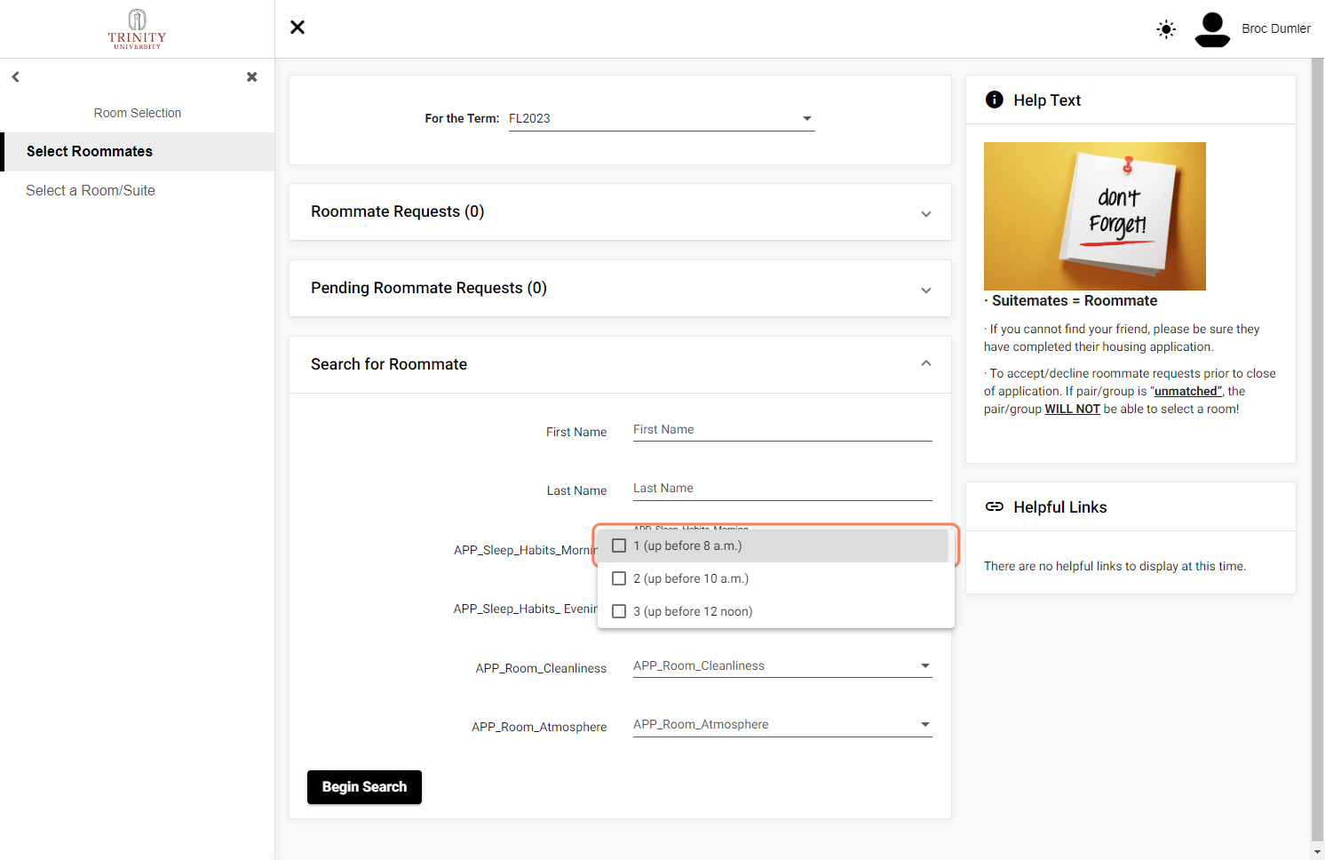 Select your Search Criteria