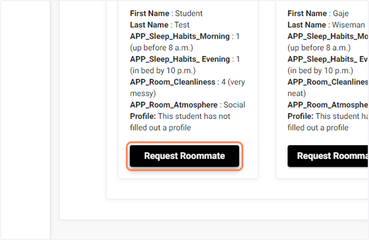 Click on Request Roommate
