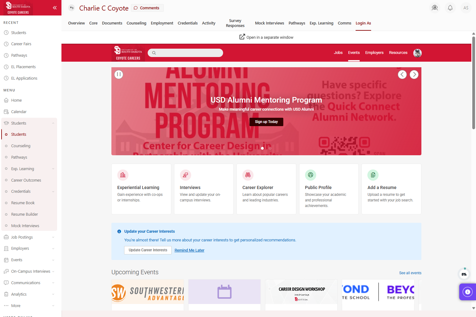 Click on Events